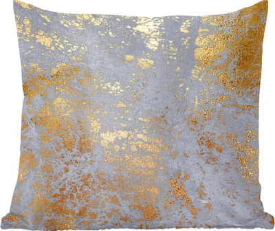 Produktbild von MuchoWow® Zierkissen Sofakissen Wohnzimmer Dekokissen 50x50 cm Marmor - Blau - Gold - Luxus - Komfort - Sofakissen