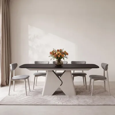 Produktbild von Rechteckiger Esstisch Ausziehbar – Verlängerbar bis 270 cm – 180 x 90 cm XXL Esszimmertisch mit Metallgestell in Kaschmir Grau – für 6-10 Personen – Schwarz