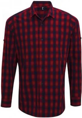 Produktbild von Premier Herren Karohemd Mulligan, langärmlig PC3101 (XL) (Rot/Marineblau)