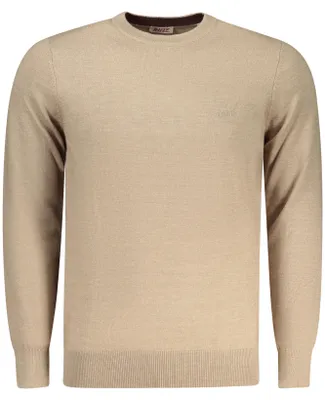 Produktbild von Eleganter Herrenpullover beige mit Rundhalsausschnitt & Stickerei