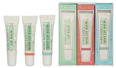 Image de Coffret cadeau trio de baumes à lèvres Mario Badescu : Original 10 g / Rose 10 g / Menthe 10 g