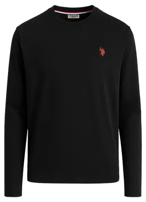 Obrázok produktu pre U.S. POLO ASSN. Pánske dlhý rukáv – Tričko s dlhým rukávom, okrúhly výstrih, logo, bavlna, čierna, veľkosť M