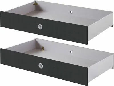 Image de Lot de 2 tiroirs de lit Joker, 100 x 60 x 16 cm chacun, blanc graphite