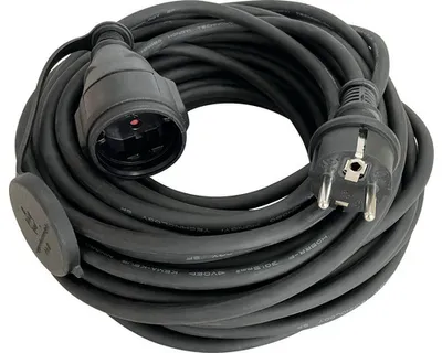 Produktbild von Gummi Verlängerungskabel mit Deckel IP44 10 m H05RR-F3G 1,5 schwarz geeignet für Feuchtraum + kurzzeitiger Einsatz im Freien