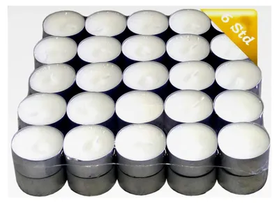 Produktbild von 100 Teelichter, 6 Stunden Brenndauer, Weiß, im Alubecher