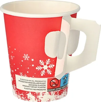 Produktbild von 50 pohárov na pitie s držadlom, kartón 0,2 l Ø 8 cm - 9,3 cm "Winter Time"