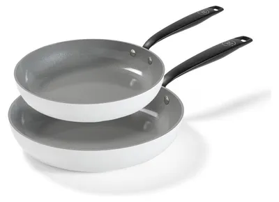 Obrázek produktu pro BE Living pánev - Ø 24 a 28 cm - Sada indukčních pánví - Nepřilnavý povrch - Vhodné pro všechny typy varných desek - Bez PFOA - Bílá barva