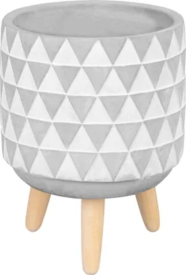 Productafbeelding van Decoratieve bloempot MagicHome, mozaïek, grijs/wit, cement, met pootjes, 13x13x12 cm