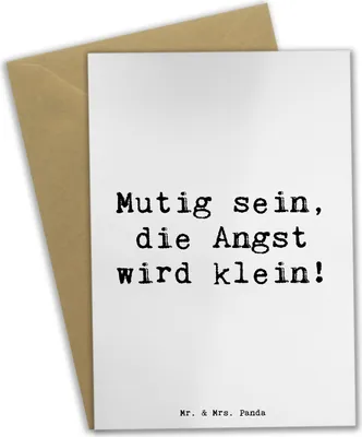 Produktbild von Mr. & Mrs. Panda Klappkarte Spruch Angst überwinden - Weiß - Geschenk, Stärke, Lebensfreude, Grußkarte, Glückwunschkarte, einladungskarten, Vertrauem, Selbstvertrauen