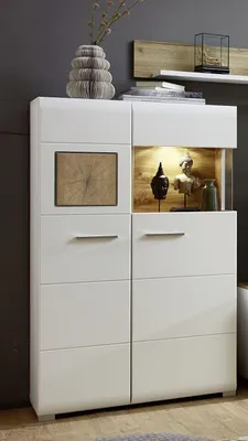 Produktbild von Innostyle Fun Plus Vitrine inkl. LED-Beleuchtung Holzwerkstoff/Eiche Altholz Weiß/Braun