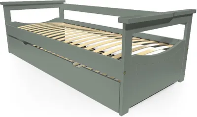 Image de Lit gigogne 90x200 Topaze en bois massif - Gris