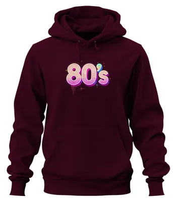 Zdjęcie produktu dla Bluza z kapturem w stylu retro disco z lat 80., w kolorze bordowym, rozmiar M