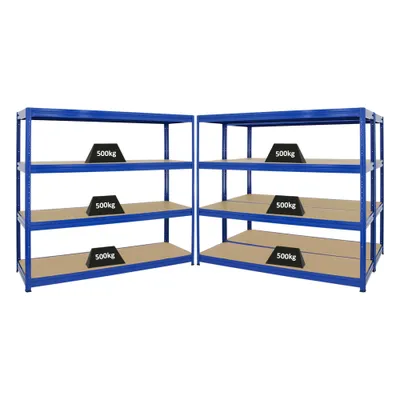 Produktbild von Mega Deal | 3x Schwerlastregal DINO | HxBxT 180x180x60cm | 4 MDF-Platten-Ebenen 6,5 mm | Fachlast 500kg | Blau