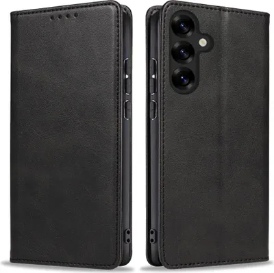 Produktbild von Handyhülle für Samsung Galaxy S25 FE Kunstleder Flip Cover Hülle Handytasche Case Kartenfach Farbe: Schwarz