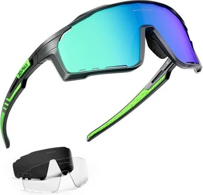 Produktbild von Famanu Sportbrille Herren MTB TR90 - Damen Rennradbrille - grüne Sportsonnenbrille für Mountainbike und Laufen
