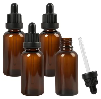 Pipettenflaschen 4er-Set, 30 ml, braunes Glas, auslaufsicher