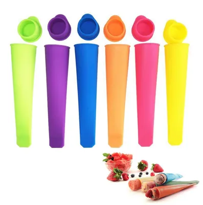 6er-Set Silikon-Eisformen, BPA-frei, 100 ml, mit Deckel, 6 Farben
