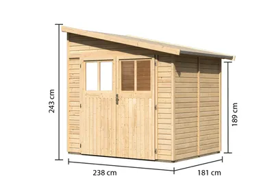 Produktbild von Karibu Gartenhaus Gerätehaus Bomlitz 2 naturbelassen 238x181x243 cm