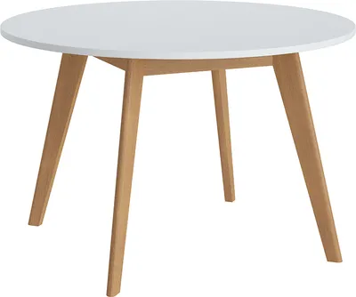 Produktbild von Esstisch, rund, 120cm, weiß mit Eiche, RAMVIK-129