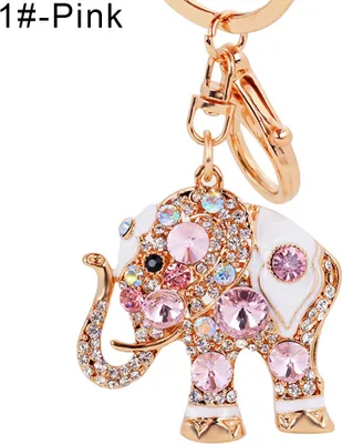 Produktbild von Niedlicher Elefant mit bunten Strasssteinen für Damen, Autotasche, Schlüsselanhänger, Geldbeutel-Anhänger-1#-Rosa