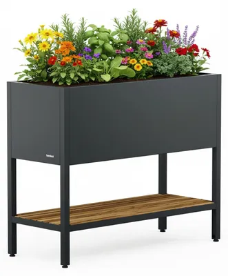 Produktbild von Herstera Garden Metall Deco Hochbeet Anthrazit 100x40x80 cm