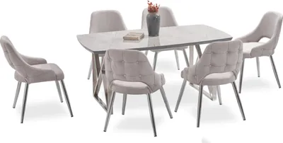 Produktbild von Designstuhl Garnitur Stuhl Set Tisch Esszimmer Stuhlgruppe Lounge 7tlg