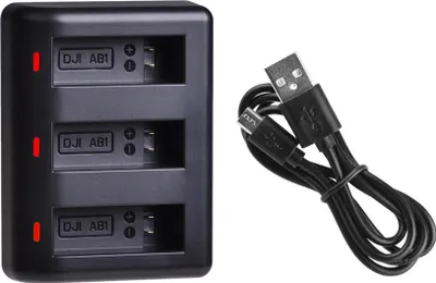 Produktbild von Trade-Shop USB 3-fach Akku Schnell-Ladegerät für 3 Akkus mit LCD für DJI Osmo Action Kamera AB1, P01 ersetzt DJI 188480 CS-DJS100MC