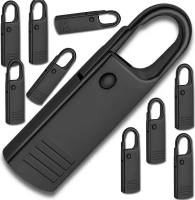 Produktbild von 10-teiliges Set mit Reißverschlussanhängern aus schwarzem Metall