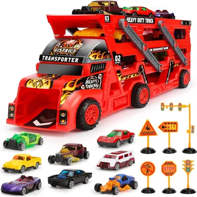 Produktbild von Lkw-Spielzeug mit Autotransporter und Mini-Rennwagen für Kinder von 3-5 Jahren