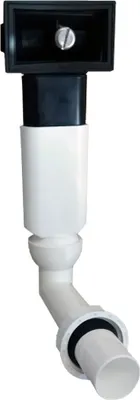 Produktbild von Keenberk Ablauf-Set komplett für rechteckigen Überlauf im Küchenspülen-Becken mit Kugelgelenk und 1 Zoll Anschluss an Ventilablauf / Siphon