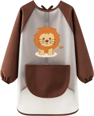 Imagen del producto de Delantal impermeable para niños, ideal para niños de 6 a 10 años, con mangas largas y cordones. Delantal infantil para pintar