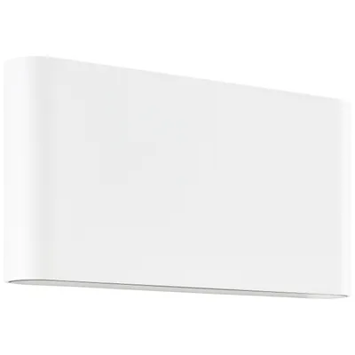 A white, rectangular LED outdoor wall light with rounded edges, shown against a white background.