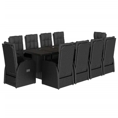 Obrázek produktu pro vidaXL 11dílný zahradní jídelní set s polštáři Black Poly Rattan