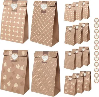 Productafbeelding van Cadeauzakjes 12 Stuks voor Kerst en Verjaardagen met Stickers