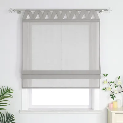 Produktbild von Delien Raffrollo mit Schlaufen Raffgardine Leinen Unifarbige modern Gardine küche halbtransparent Grau BxH 120x140 cm