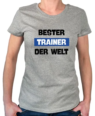 Produktbild von Huuraa Damen T-Shirt Bester Trainer der Welt XXL Sport Grey Bio Baumwolle Fairtrade Damenshirt Geschenkidee
