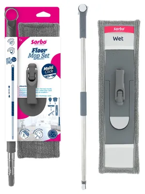 Produktbild von Sorbo Bodenwischmopp-Set – Saugfähiger Mikrofaser-Wischpad, waschbar und wiederv