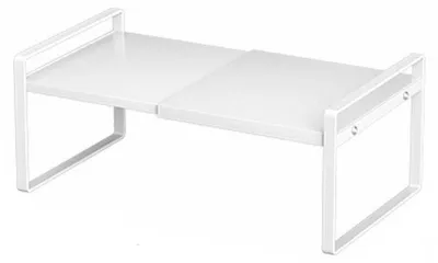 Image de Étagère extensible pour armoire, en métal, de couleur blanche, dimensions 25-45 x 27 x 17 cm