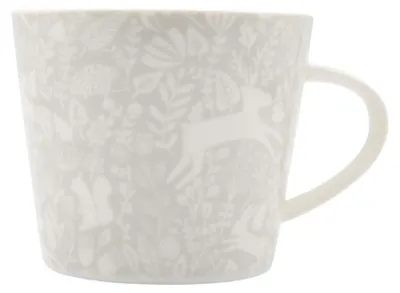 Porzellanbecher 350 ml, Kelda, Grau, Waldtiermotiv