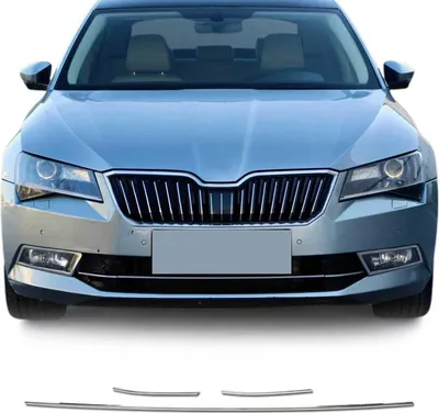 Obrázok produktu pre Lišta prednej mriežky pre Škoda Superb III 2015-2019 nerezová oceľ chróm 3 ks