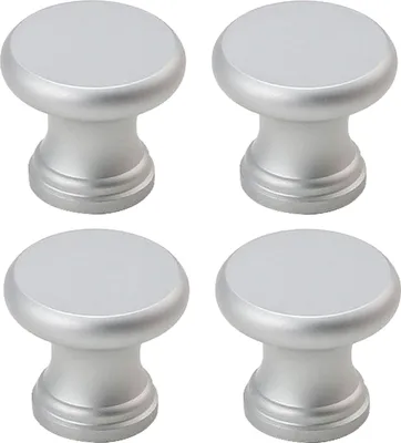 Image de Boutons de meubles modernes en aluminium mat - forme ronde - armoires de cuisine et tiroirs - argent.