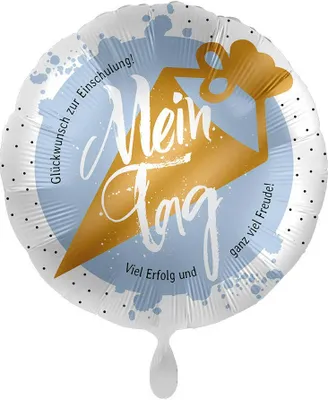 Produktbild von Blauer Einschulung Folienballon Mein Tag 43cm