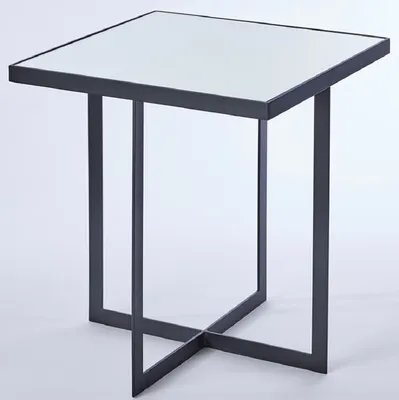 Immagine prodotto di Casa Padrino tavolino nero 51 x 51 x h. 55 cm - Tavolo in metallo con piano in vetro a specchio - Mobili