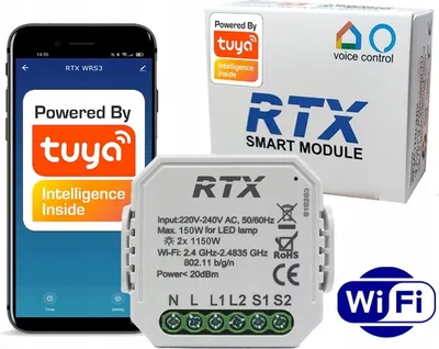 Zdjęcie produktu dla TUYA WiFi Podwójny Włącznik Przekaźnik DOPUSZKOWY