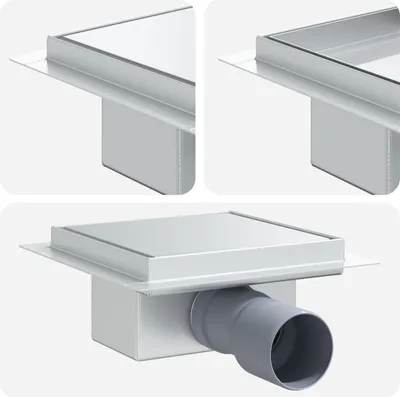Image de vidaXL 2 en 1 Vidange de douche Argent 15 x 15 cm Acier inoxydable 304