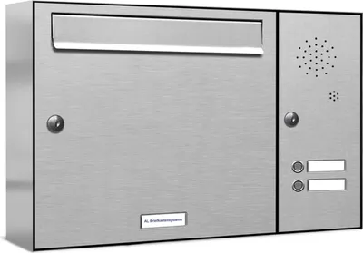 Produktbild von 1er V2A Edelstahl Briefkastenanlage für Aufputz - Wandmontage 2 Klingel