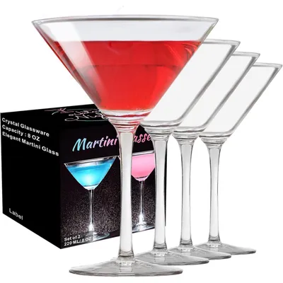 Productafbeelding van Martini-glazen, coupevorm, 240 ml, set van 4. Cocktailset voor 4 personen