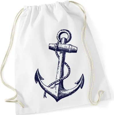 Produktbild von Turnbeutel Anker Hipster Beutel Tasche Anchor Jutebeutel Beuteltasche Drawstring