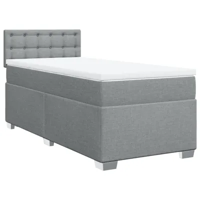 Produktbild von Boxspringbett mit Matratze Hellgrau 80x200 cm Stoff
