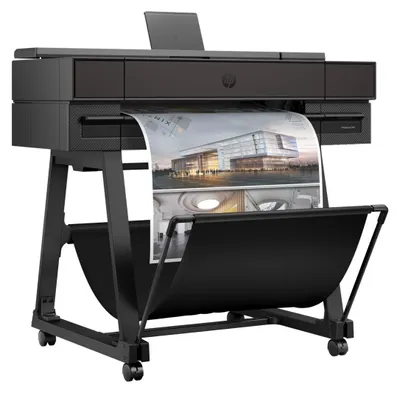 Imagen del producto de Impresora de gran formato HP DesignJet T870 - 610 mm (24 pulgadas) - A color - Inyección de tinta - Rollo A1 (61,0 cm x 91,4 m) - 2400 x 1200 dpi - Hasta 0,35 minutos por página (monocromo) / Hasta 0,35 minutos por página (a color) - USB 2.0, Gigabit LAN, Wi-Fi(n) - Cortadora